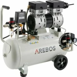 AREBOS AREBO Compresseur D’air 24L | 800W | 54,5dB(A) | Sans Huile | GS Certifié - Argent