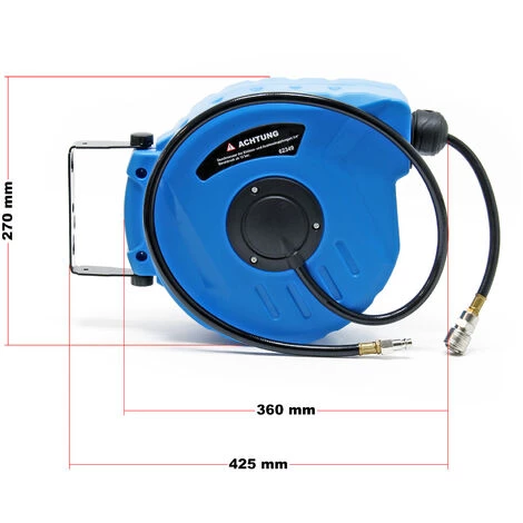 WILTEC Enrouleur Automatique Tuyau à Air Comprimé 10m+1m Support Mural Pivotable 180° Dévidoir Pneumatique â Image 4