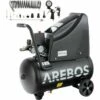 AREBOS Compresseur D'Air Avec Cuve | Sous Pression | 1100W | 24L | Sans Huile | Coupleur Euro - Noir