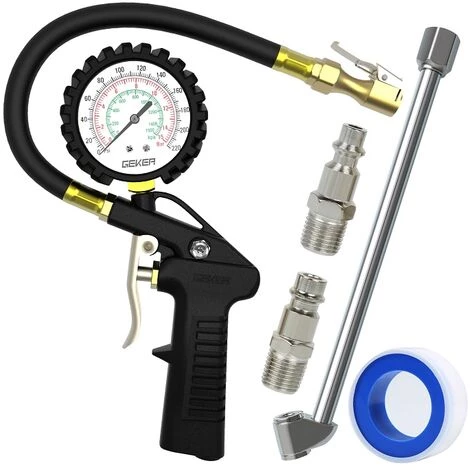 GEKER Manomètre Auto Haut Précis 220Psi Jauge Pression Pneu Pour Voiture Camion SUV Moto Vélo