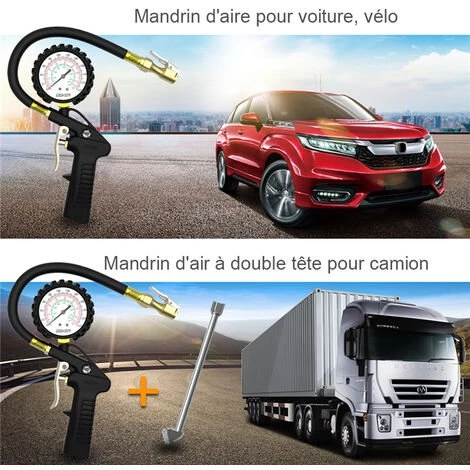 GEKER Manomètre Auto Haut Précis 220Psi Jauge Pression Pneu Pour Voiture Camion SUV Moto Vélo â Image 4