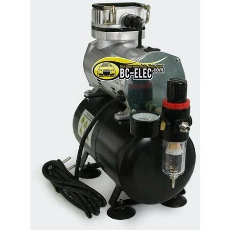 Bc-elec - TC-20T Mini-Compresseur Aérographe Modèle AS186 Avec Réservoir D'air Et Régulateur - Noir – Image 2