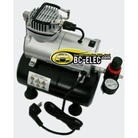 Bc-elec - TC-20T Mini-Compresseur Aérographe Modèle AS186 Avec Réservoir D'air Et Régulateur - Noir – Image 3