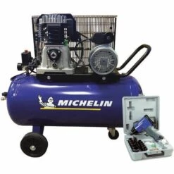 MICHELIN Compresseur 100 Litres à Gros Débit D'air Avec Coffret Clé à Choc