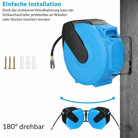 DEUBA Dévidoir Enrouleur Tuyau Air Comprimé Arrosage 20m Raccord Rapide 1/4" Jardin – Image 4