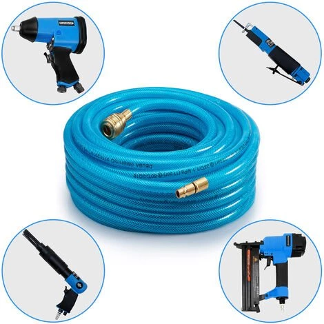 DEUBA Tuyau à Air Comprimé 10, 15, 30m Résistant Max 15 Bar Raccord Rapide 1/4" Tuyau Pour Appareils Pneumatiques Bricolage Atelier 15 Meter (de) – Image 3