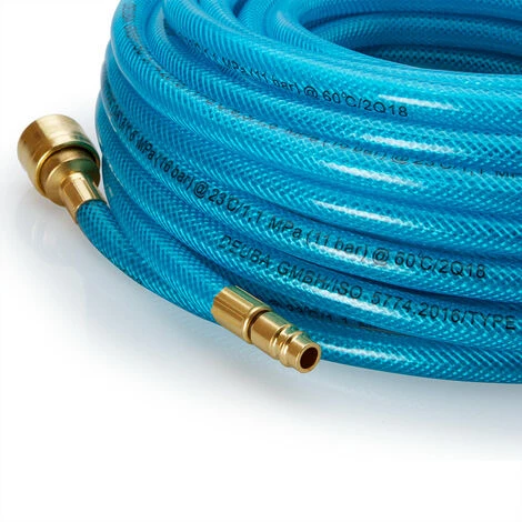 DEUBA Tuyau à Air Comprimé 10, 15, 30m Résistant Max 15 Bar Raccord Rapide 1/4" Tuyau Pour Appareils Pneumatiques Bricolage Atelier 15 Meter (de) – Image 5
