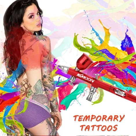 Kkmoon Taille Mini Portable Pompe De Pulverisation Pen Set Compresseur D'Air Pour Art Craft Peinture Gateau De Pulverisation Modele Airbrush Kit, Rouge – Image 2