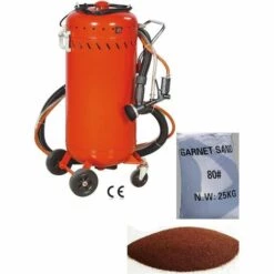EQUIPEMENT EXPRESS SICOBA Combiné Sableuse Aspirateur Mobile 106L Intérieur / Extérieur + Sac 25 Kg D'Abrasif Garnet Mesh 80A+
