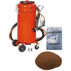 EQUIPEMENT EXPRESS SICOBA Combiné Sableuse Aspirateur Mobile 106L Intérieur / Extérieur + Sac 25kgs D'Abrasif Garnet Mesh 120A+