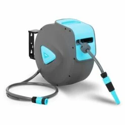 HILLVERT Dévidoir Enrouleur Automatique Tuyau D‘Arrosage Pour Jardin Tuyau Inclus 15+1,5m - Noir