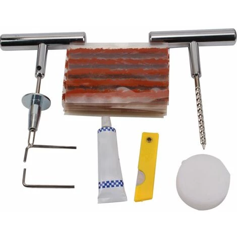 JEOBEST®Set Outil Réglage Pneu Kit De Réparation Crevaison Plat Urgence Tubeless Bougie - Noir-argent â Image 3