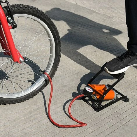 DEUBA Pompe à Double Cylindre En Acier Manomètre Max 7 Bars Vélo Pneus Moto Matelas 2 X 100mm Zylinder (de) – Image 2