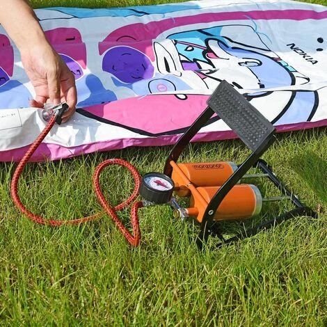 DEUBA Pompe à Double Cylindre En Acier Manomètre Max 7 Bars Vélo Pneus Moto Matelas 2 X 100mm Zylinder (de) – Image 3