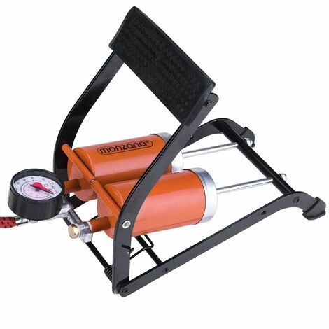 DEUBA Pompe à Double Cylindre En Acier Manomètre Max 7 Bars Vélo Pneus Moto Matelas 2 X 100mm Zylinder (de) – Image 4