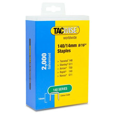 TACWISE Agrafes Galvanisées 140 / 14 Mm - 2 000 Pièces