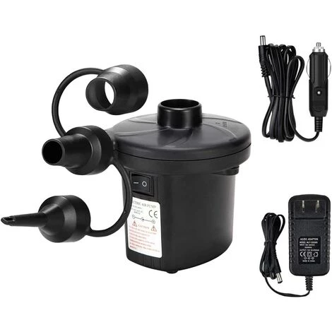 LITZEE Pompe à Air électrique , Pompe électrique Pour Maison Et Voiture , Pompe électrique De Gonflage Et De Dégonflage 2 En 1 Avec 3 Buses D'air