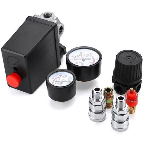 LBTN Jauges De Régulateur De Soupape De Commande De Pressostat De Compresseur D'air 220 V 0-180 Psi Avec Connecteur Rapide (220 V) â Image 2