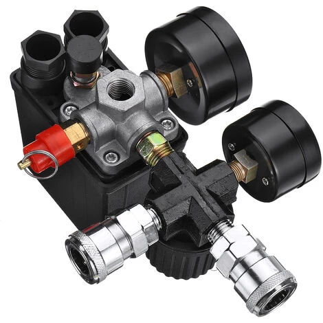 LBTN Jauges De Régulateur De Soupape De Commande De Pressostat De Compresseur D'air 220 V 0-180 Psi Avec Connecteur Rapide (220 V) â Image 3