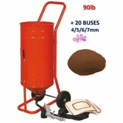 EQUIPEMENT EXPRESS SICOBA Sableuse Mobile Sur Roulettes 90lb 41kg + 20 Buses + Sac 20 Kg D'Abrasif Garnet Mesh 120A+