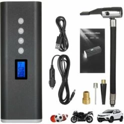 ASUPERMALL 150PSI 2000mAh Gonfleur De Pneu Portable, Compresseur D'Air, Pompe à Pneu Avec écran LCD Et Lumière LED Et 4 Buses Pour Balle, Pneus De Vélo De Voiture Et Autres Gonflables