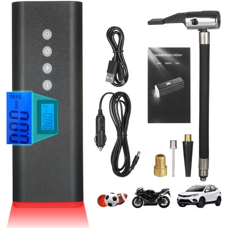 ASUPERMALL 150PSI 2000mAh Gonfleur De Pneu Portable, Compresseur D'Air, Pompe à Pneu Avec écran LCD Et Lumière LED Et 4 Buses Pour Balle, Pneus De Vélo De Voiture Et Autres Gonflables â Image 2