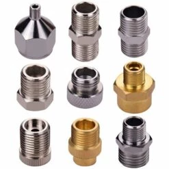 HAPPYSHOPPING 9 Pieces D'adaptateur Universel Pour Aerographe Professionnel Ensemble Pistolet De Pulverisation Portable Compagnon De Toilette Rinçage Sous Pression