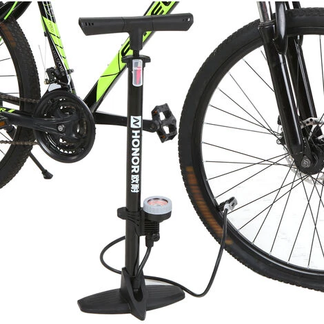 ASUPERMALL Gonfleur De Pneu De Pompe A Pied De Bicyclette Avec La Pompe A Air De Velo De Velo De Jauge – Image 2