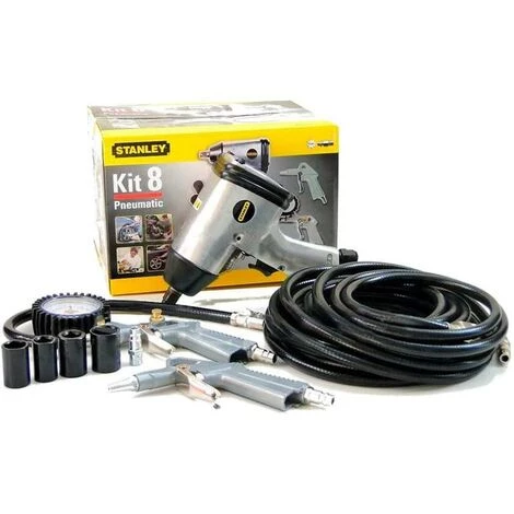 STANLEY KIT 8 PIÈCES ACCESSOIRES PNEUMATIQUES COMPRESSEUR D'AIR VISSEUSE – Image 2