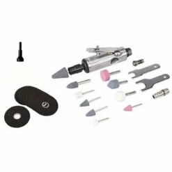 SILVERLINE MINI MEULEUSE PNEUMATIQUE AVEC ACCESSOIRES ET DISQUES