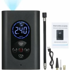 KKMOON Gonfleur Compresseur D'Air Portatif 150Psi Electrique Pompe A Air Avec Usb Manometre Led Rechargeable 4000Mah Banque D'Alimentation D'Arret Automatique