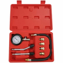 SKECTEN Coffret De Compressiomètre Set De Compresseur Testeur De Compression Pour Tous Moteurs Deux Modes De Test: Bar Et PSI - Rouge