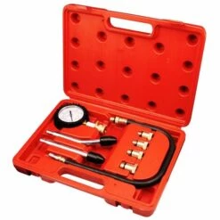 TODECO Coffret Compressiomètre, Set De 9 Pièces Pour Tester La Compression, 6 Pièces, Avec Une Mallette Rouge, Matériau: Acier C45