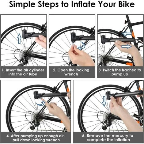 THSINDE Mini Pompe à Vélo à Double Entrée, Pompe à Vélo Portable Adaptée à Presta Et Schrader, Avec Kit De Réparation, Lime En Métal, Démonte-pneu, Patch De Pneu Sans Caoutchouc, Adapté Au Type De Cadre Cadeau BMX Route Et Montagne – Image 4