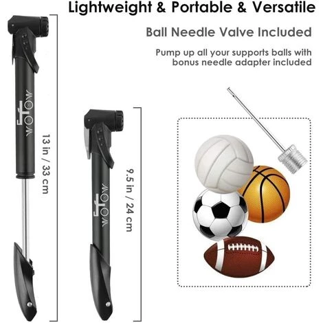 THSINDE Mini Pompe à Vélo à Double Entrée, Pompe à Vélo Portable Adaptée à Presta Et Schrader, Avec Kit De Réparation, Lime En Métal, Démonte-pneu, Patch De Pneu Sans Caoutchouc, Adapté Au Type De Cadre Cadeau BMX Route Et Montagne – Image 5