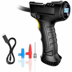 ASUPERMALL Gonfleur De Pneu Rechargeable De Compresseur D'Air De Voiture Sans Fil De Pompe Gonflable Tenue Dans La Main Portative Avec Des Accessoires De Voiture De Jauge De Pression De Lumiere Led D'Affichage Numerique