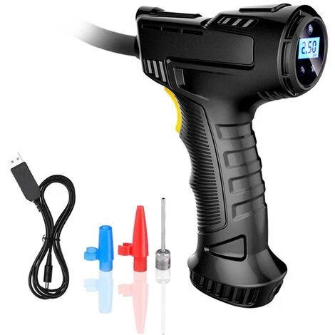 ASUPERMALL Gonfleur De Pneu Rechargeable De Compresseur D'Air De Voiture Sans Fil De Pompe Gonflable Tenue Dans La Main Portative Avec Des Accessoires De Voiture De Jauge De Pression De Lumiere Led D'Affichage Numerique