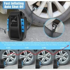 DONTODENT Compresseur D’Air Portatif 12V, Compresseur Voiture D'air Digital Portable 12V 120W Auto Gonfleur Pneus, Electrique Compresseur Air Numérique Avec Lampe LED