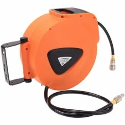 HELLOSHOP26 Enrouleur De Tuyau à Air Comprimé Pression 8/18 Bar Raccord 1/4 Montage Mural 20 M Dévidoir De Tuyau Automatique Pneumatique - Or