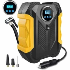 AIDUCHO Compresseur D'air Portable Pour Gonfleur De Pneu Numérique, Pompe De Gonflage à Air DC 12V Avec écran LCD Rétro-éclairé Pour Pneus De Voiture, Vélos Et Autres Gonflables, Fonction D'arrêt Automatique, Lampe De Poche LED D'urgence
