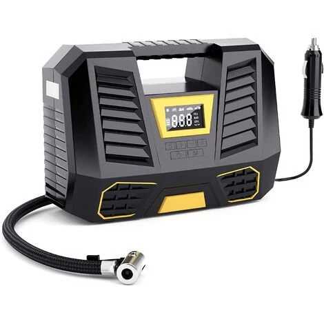 AIDUCHO Gonfleur De Pneu De Compresseur D'air, Gonfleur De Pneu De Voiture Portatif De Pompe à Pneu Numérique Avec 3 Adaptateurs De Buse 12V, Lumière LED