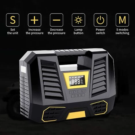 AIDUCHO Gonfleur De Pneu De Compresseur D'air, Gonfleur De Pneu De Voiture Portatif De Pompe à Pneu Numérique Avec 3 Adaptateurs De Buse 12V, Lumière LED â Image 5