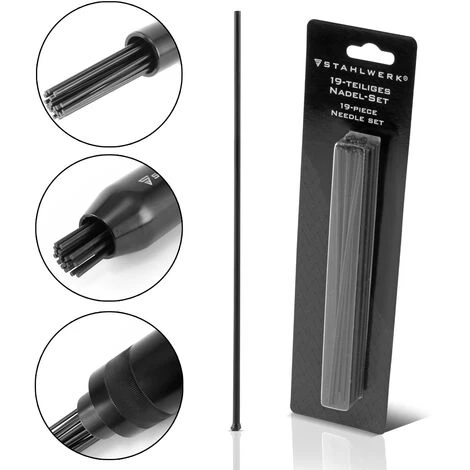 STAHLWERK Jeu De 19 Aiguilles En Acier Pour Le Dérouleur D'aiguilles Pièces De Rechange De Haute Qualité Pour Les Outils Pneumatiques