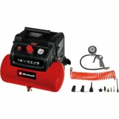 Einhell Compresseur TC-AC 190/6/8 OF Set (8 Bar, Réservoir à Air 6 Litres, Moteur Sans Huile, Avec Accessoires)