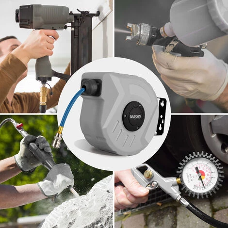 MASKO® Enrouleur De Tuyaux Pneumatique | Raccordement 1/4 - Dévidoir De Flexible | Dévidoir Mural Enrouleur De Tuyau D’air Comprimé | Dévidoir De Tuyaux | Enrouleur De Tuyaux à Air Comprimé | Enrouleur à Tambour De Tuyaux Pneumatique – Image 5