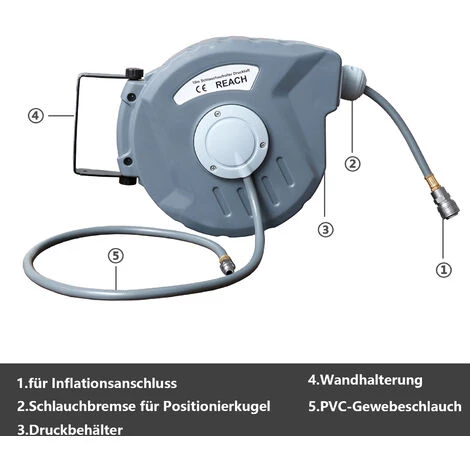 Hengda Dévidoir Mural Automatique 10+1 M. Raccord Rapide 1/4 " Enrouleur Avec Tuyau D'arrosage. Raccord Fournis – Image 4