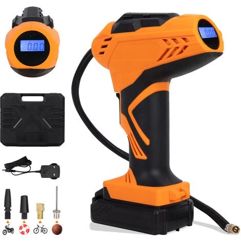PULUOMIS Compresseur D'air Portable Des Pneus D'une Voiture Petits Travail 10 Bar 12V - Orange