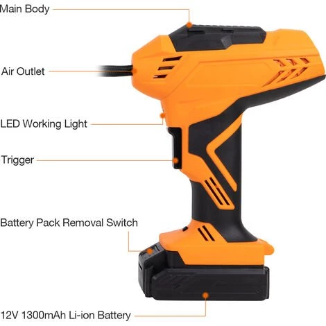 PULUOMIS Compresseur D'air Portable Des Pneus D'une Voiture Petits Travail 10 Bar 12V - Orange – Image 2