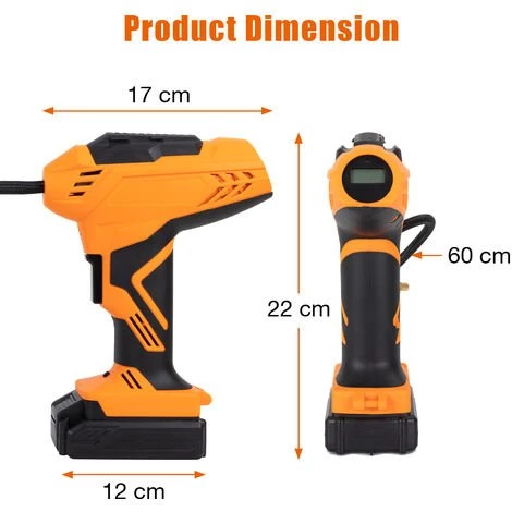 PULUOMIS Compresseur D'air Portable Des Pneus D'une Voiture Petits Travail 10 Bar 12V - Orange – Image 4