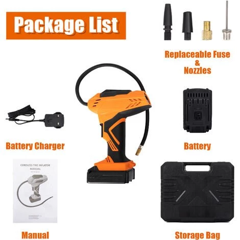 PULUOMIS Compresseur D'air Portable Des Pneus D'une Voiture Petits Travail 10 Bar 12V - Orange – Image 5